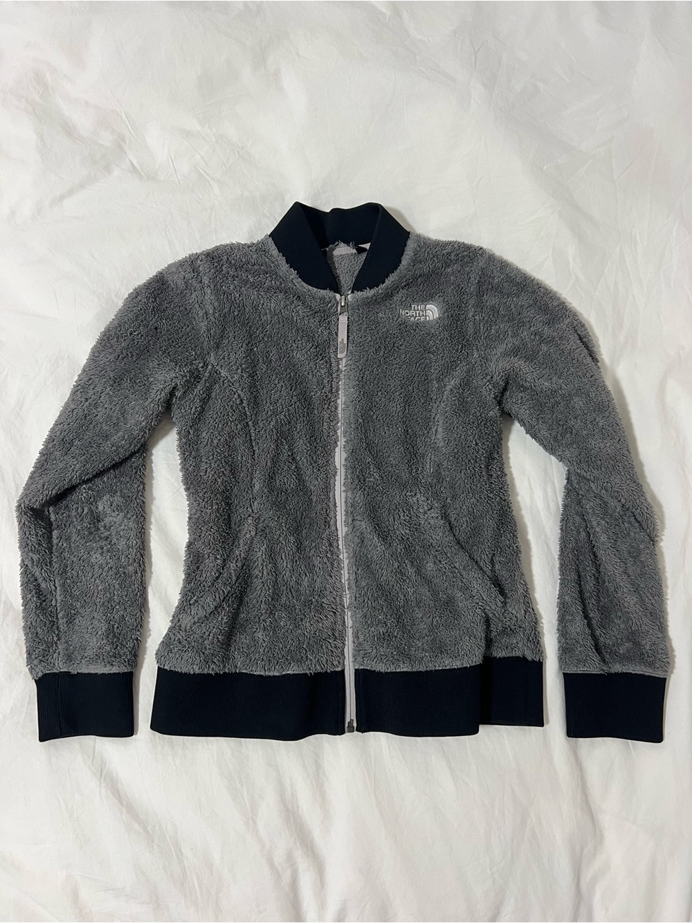 The North Face Gray Teddy Fleece Zip-Up Jacket